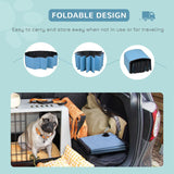 PawHut Foldable Dog Paddling Pool Pet Cat Swimming Pool Indoor/Outdoor Collapsible Summer Bathing Tub Shower Tub Puppy Washer (Φ100 x 30H cm, Blue)
