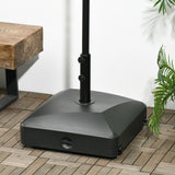 Outsunny Garden Parasol Base Holder, 43kg Water or 60kg Sand Filled, Outdoor Market Umbrella Stand Weight with Wheels and Brakes, Black