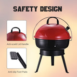 Outsunny Metal Portable Tripod Charcoal BBQ Grill Black Red