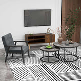HOMCOM Industrial Nesting Coffee Table Set of 2, Round Coffee Tables, Living Room Table with Faux Marbled Top and Steel Frame