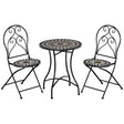 Outsunny 3 Piece Garden Bistro Set with Coffee Table and 2 Folding Chairs, Mosaic Tile Top and Seats, Metal Frame, for Patio Balcony