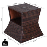 Outsunny Rattan Outdoor Coffee Table, Wicker Garden Patio Bistro Side Table with Umbrella Hole and Storage Space for Balcony, Porch, Brown