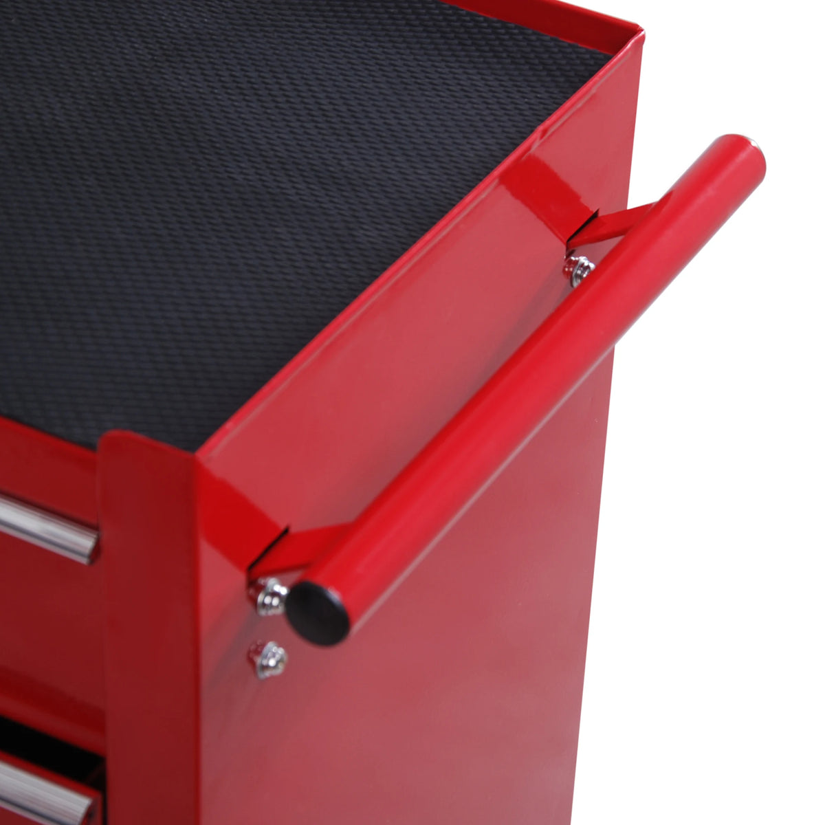 HOMCOM 5 Drawer Tool Box on Wheels, Lockable Steel Tool Cabinet with Side Handle, Red