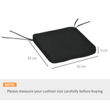 Outsunny Set of 6 Chair Cushion Seat Pads Dining Chair w/ Straps Indoor Outdoor Removable Tie On Garden Patio, Black