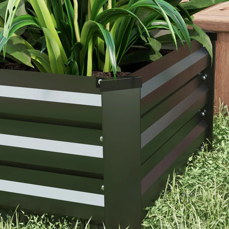 Outsunny Set of Two 100 x 60cm Steel Planter Boxes - Grey
