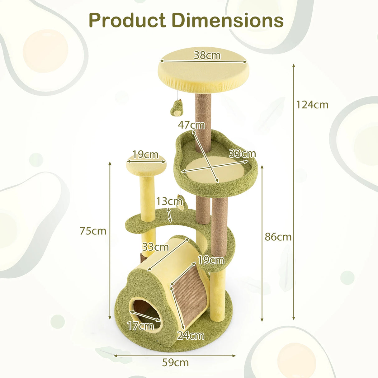 Avocado Cat Tree with Private Condo and Jumping Platforms-Green