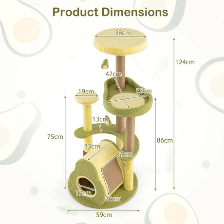 Avocado Cat Tree with Private Condo and Jumping Platforms-Green