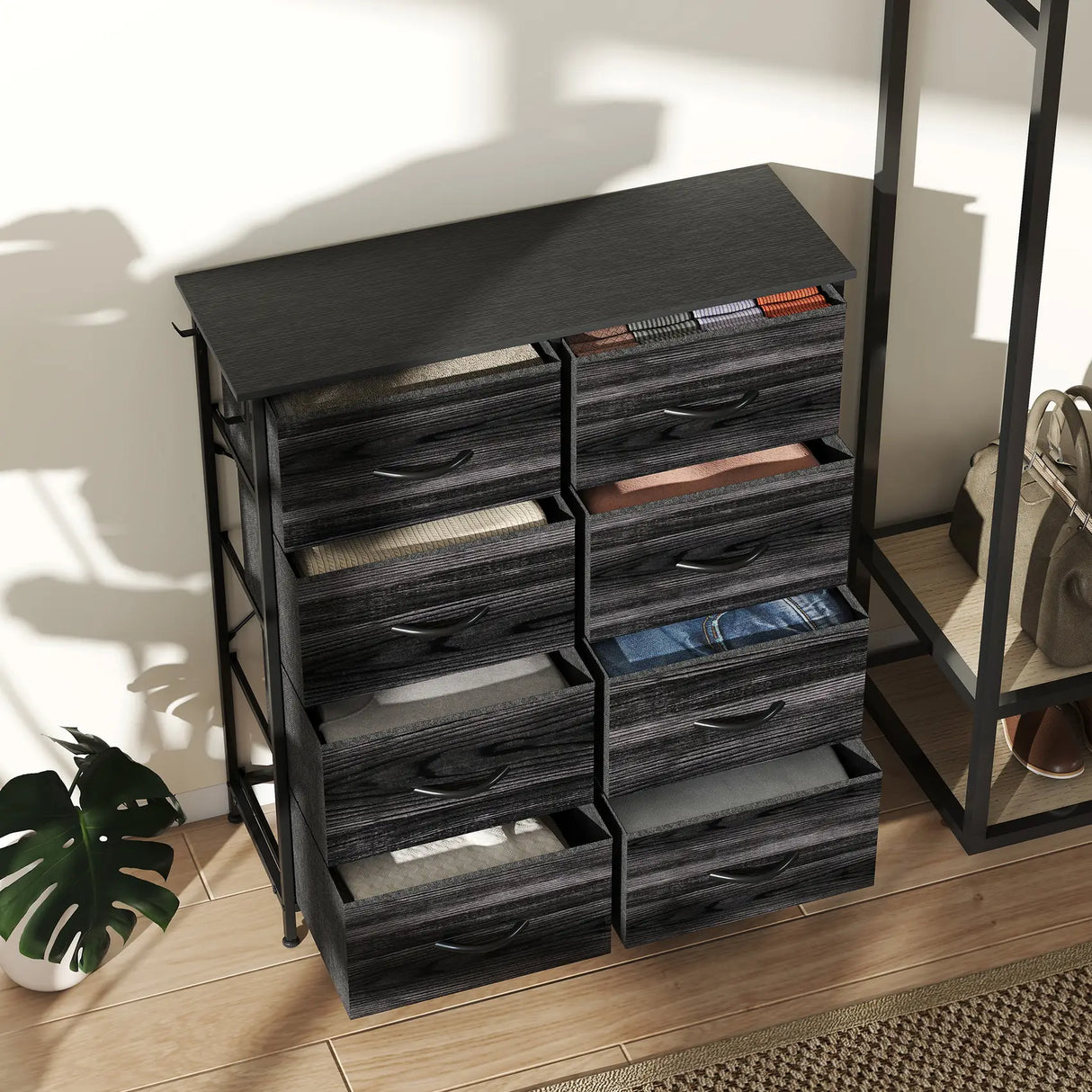 HOMCOM Chest of Eight Fabric Drawers - Black