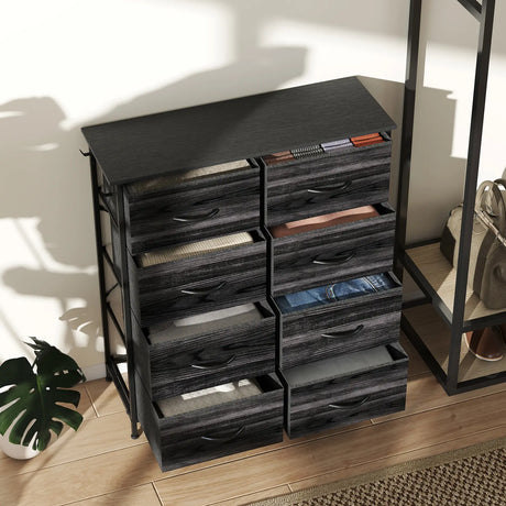 HOMCOM Chest of Eight Fabric Drawers - Black