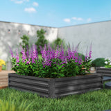 Outsunny 432L Square Raised Garden Bed Box Steel Frame for Vegetables, Flowers and Herbs, 120 x 120 x 30cm, Light Grey