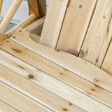 Outsunny 2 Piece Wooden Adirondack Rocking Chair Reclining Armchair Outdoor Garden Furniture Patio Porch Rocker - Natural