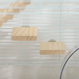 PawHut Hamster Cage, Gerbil Cage with Wooden Ramp, Exercise Wheel, Food Bowl - White