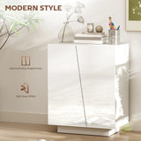 HOMCOM High Gloss Storage Cabinet, Freestanding Storage Cupboard with Adjustable Shelves for Living Room, Bedroom, Hallway, White