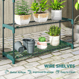 Outsunny 4-Tier Plant Stand Indoor Outdoor, Set of 2 Metal Plant Shelf with Rack Buckles for Easy Assembly, Flower Display Rack