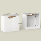HOMCOM Under Sink Bathroom Cabinet, Bathroom Storage Cabinet with Soft-Close Doors, for Basin without Pedestal, White