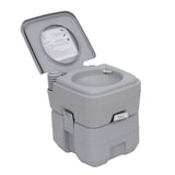 Outsunny 20L Portable Travel Mobile Toilet Outdoor Camping Handle WC with 2 Detachable Tanks & Push-button Operation, Grey