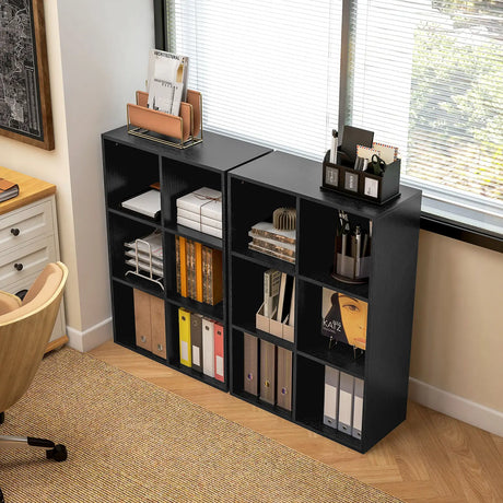 HOMCOM Six-Cube Bookcase - Black Wood Effect