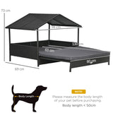 PawHut Extendable Elevated Dog Bed, Rattan Dog House w/ Water-Resistant Roof, Removable Cushion - Grey