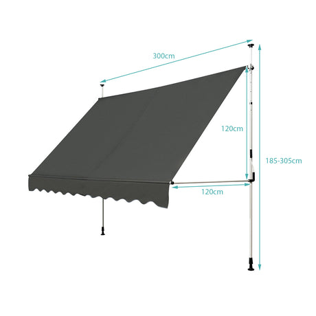 Expandable balcony awning 300x120cm