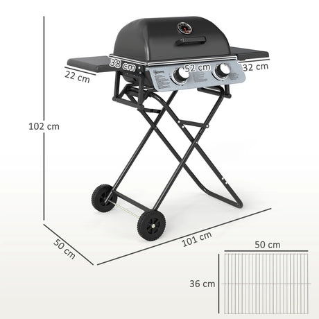 Outsunny Two-Burner Portable Suitcase BBQ - Black
