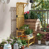 Outsunny Wooden Plant Stand, with Trellis - Natural Finish