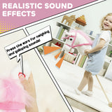 AIYAPLAY Unicorn Stick Horse with Wood Wheels, Real Pony Neighing and Galloping Sounds, Grip Handle, 95 cm, White