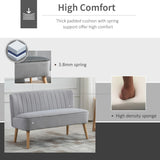 HOMCOM Modern Velvet Double Seat Sofa w/ Wood Frame Foam Padding High Back Soft Comfortable Compact Couch Light Grey
