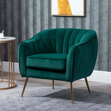 HOMCOM Velvet-Feel Shell Back Accent Chair - Green