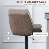 HOMCOM Adjustable Faux Leather Retro Bar Stools For Home Use, Brown