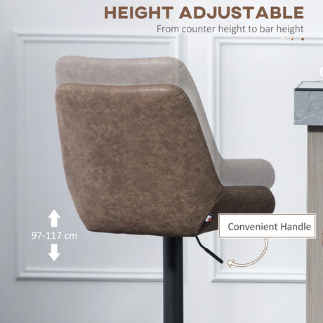 HOMCOM Adjustable Faux Leather Retro Bar Stools For Home Use, Brown