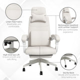 Vinsetto Linen-Look Office Chair, with 160 Reclining Back and Footrest - White