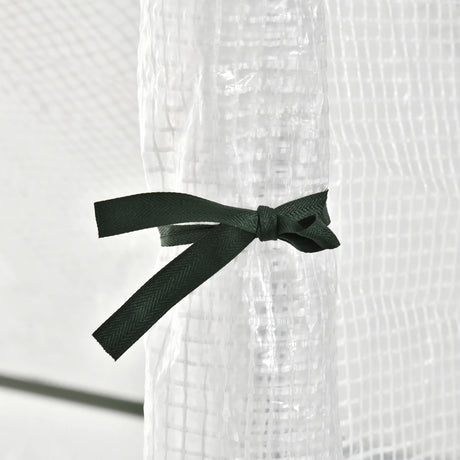 Outsunny Walk In Tomato Greenhouse Garden Outdoor Mini Greenhouse Flower Planter Steel Frame with Zipped Door & Window, PE Cover, 180 x 100 x 168CM,  White