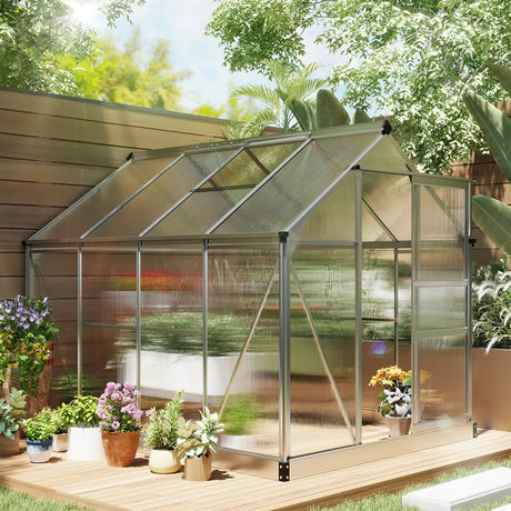 Outsunny 6 x 8ft Walk-In Greenhouse, with Sliding Door - Clear