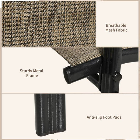 Outsunny Set of Four Stackable Mesh Seat Chairs - Mixed Brown