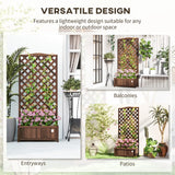 Outsunny 53L Garden Wooden Planter Box with Trellis Free Standing Flower Raised Bed with Lattice for Climbing Plants, 76cm x 36cm x 170cm, Dark Brown