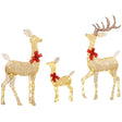 Outsunny Lighted Reindeer Christmas Decorations Outdoor, 3-Piece Light Up Deer Family Set of 3 with 283 LED Lights for Indoor, Lawn, Garden, Gold Tone