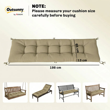 Outsunny Sun Lounger Cushion, Memory Foam Patio Chair Cushion with Ties, Outdoor Seat Pad Fits 190 x 60 cm Lounger, Sand