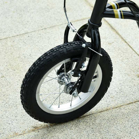 HOMCOM Teen Kids Stunt Scooter w/ Adjustable Handlebar, 12 Inch Rubber Tyres, Dual Brakes, Black