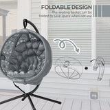 Outsunny Round Egg Basket Chair, with Steel Stand, Charcoal Grey