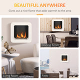 HOMCOM Wall Mounted Ethanol Fireplace, Bioethanol Heater Stove Fire with 1L Tank, 2.5 Hour Burning Time, 48 x 48 cm, White