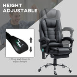 Vinsetto Office Chair with 6 Point Massage and Back Heat, PU Desk Chair with Footrest Adjustable Height and Swivel Wheels, Back Reclining, Black