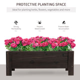 Outsunny 58L Garden Raised Bed Planter Grow Containers for Outdoor Patio Plant Flower Vegetable Pot Fir Wood, 100 x 36.5 x 36 cm, Carbonized Colour