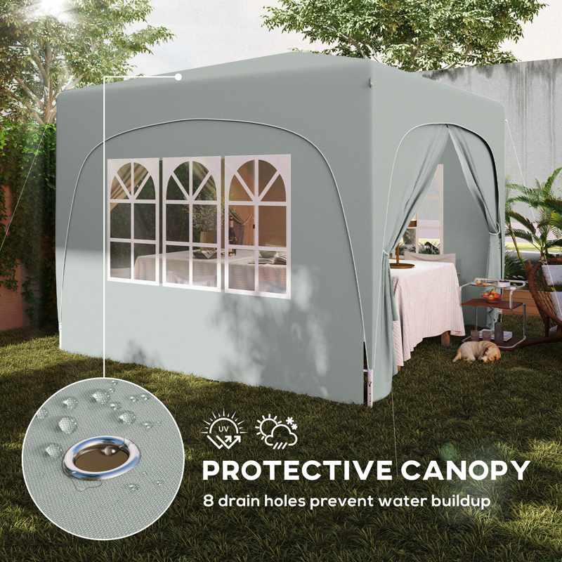 Outsunny 3 x 3m Pop-Up Gazebo Shelter, with Accessories - Light Grey