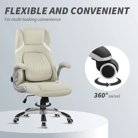 Vinsetto Linen-Look Office Chair, with Adjustable Height and Tension - Beige