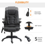 HOMCOM 6-Point Massage Office Chair with Seat Heated for Home Office, PU Leather High Back Executive Desk Chair with Adjustable Height and 360 Swivel for Work Study, Black