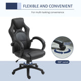 Vinsetto Office Chair Faux Leather Swivel Computer Desk Chair for Home Office with Wheels Armrests Black