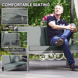 Outsunny 4-Piece Wooden Garden Furniture Set with Cushions - Light Grey