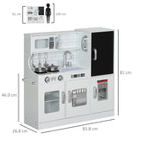 AIYAPLAY Pretend Play Kitchen, Kids Kitchen Playset, with Toy Phone, Chalkboard, Microwave, Cooking Stove, Sink, White