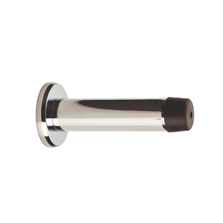 WALL MOUNTED CYLINDER DOORSTOP WITH ROSE - POLISHED CHROME - 64MM - EACH