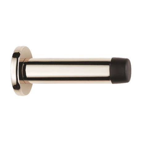 WALL MOUNTED CYLINDER DOORSTOP WITH ROSE - POLISHED NICKEL - 64MM - EACH